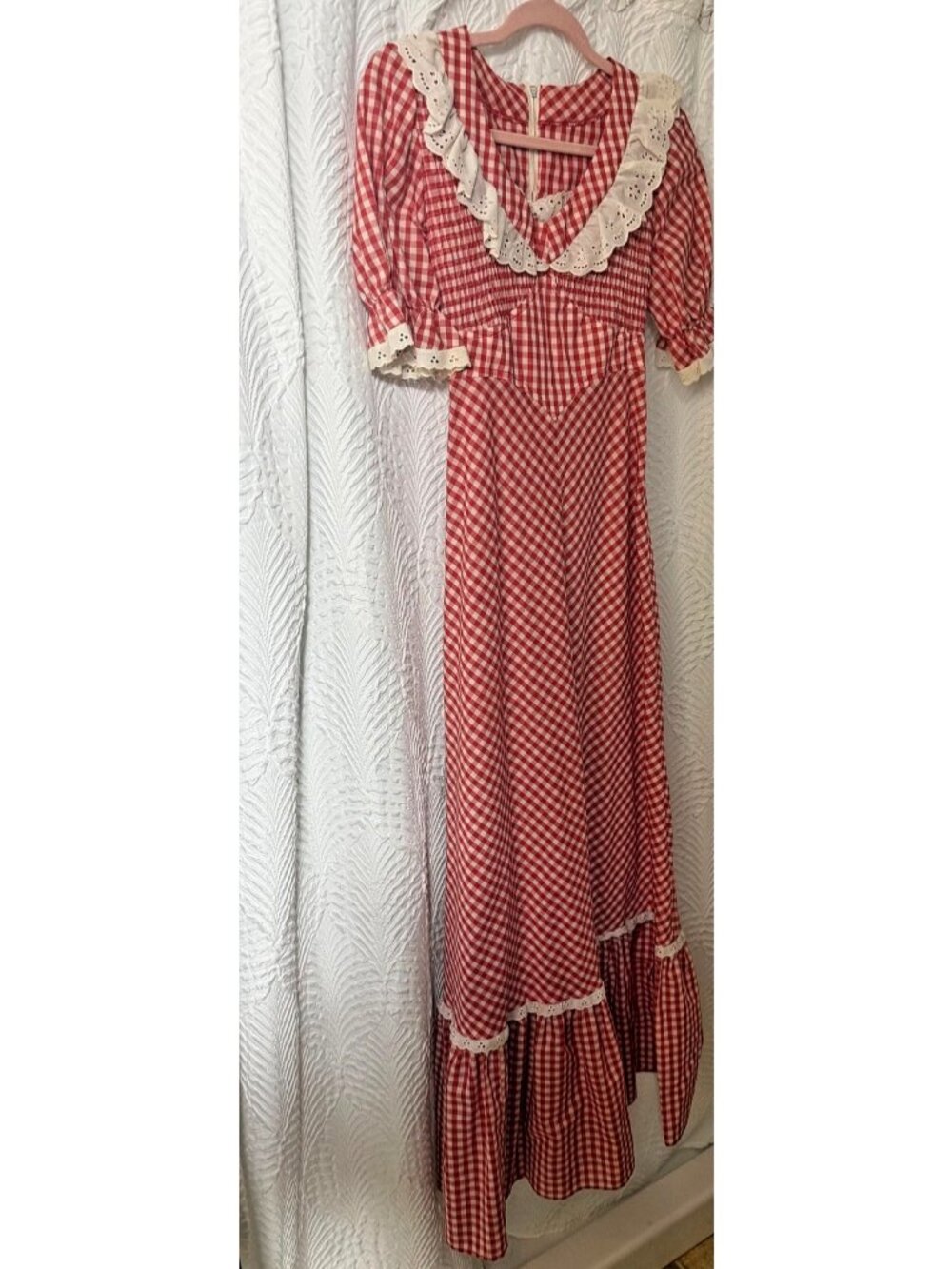 Vintage 70's Jody T of California Gingham Check Prairie Maxi Dress Boho Size 11